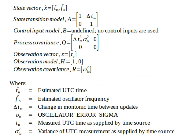 This figure presents the Kalman filter parameters and defines terms used.